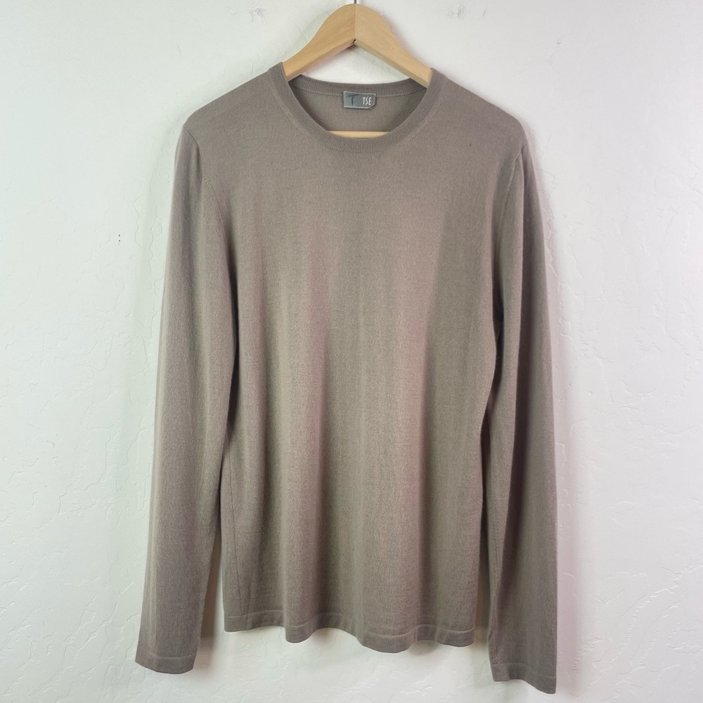 TSE Women’s Luxury Cashmere Classic Crewneck in Natural Melange Tan Size Small